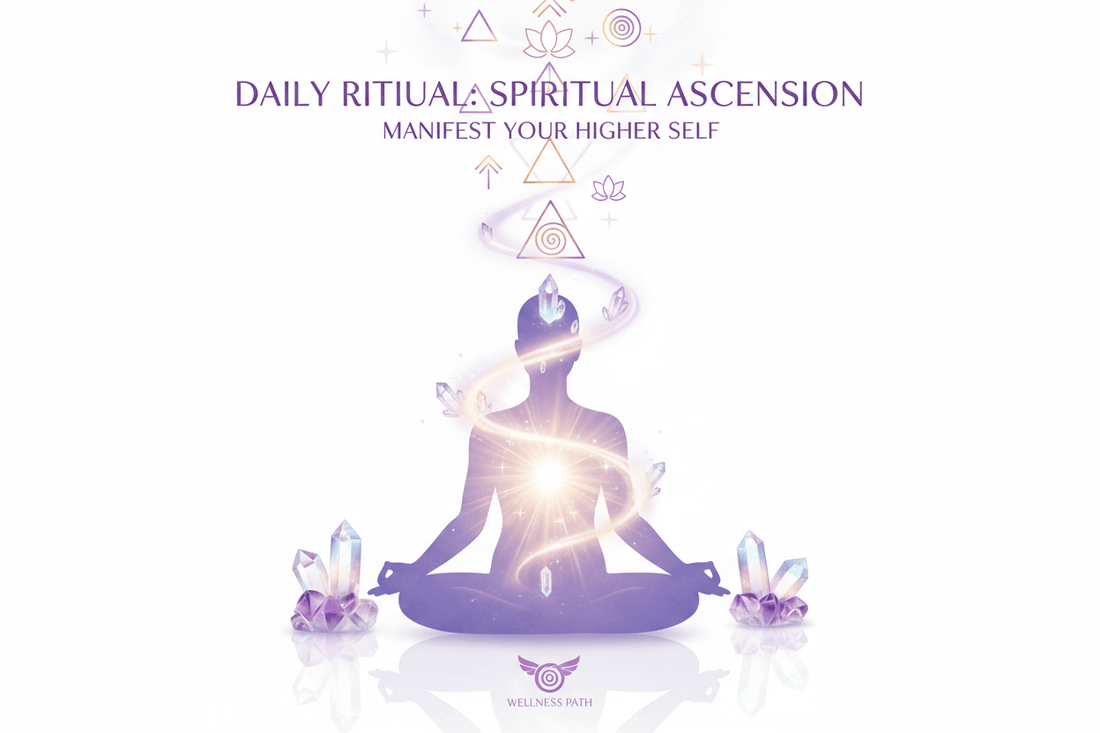 Ignite Your Inner Light: A Daily Ritual for Bold Ascension in 2026 illustrated by glowing meditating figure and spiritual symbols