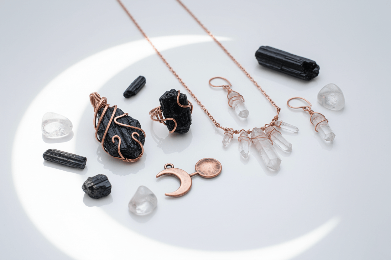 Reflecting on the January 2026 New Moon: Anchor Your Ascension Path Now with black tourmaline and clear quartz moon jewelry