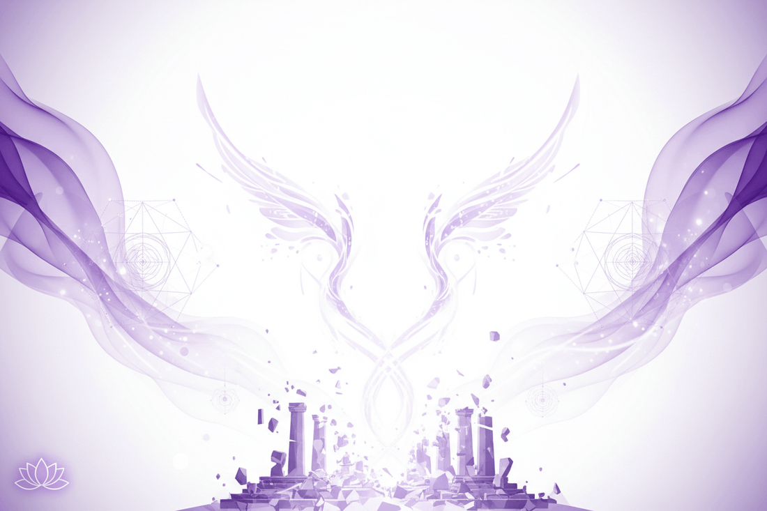 Sovereign Foundations: Releasing Old Structures for Your 2026 Rise illustrated by rising phoenix light over crumbling pillars