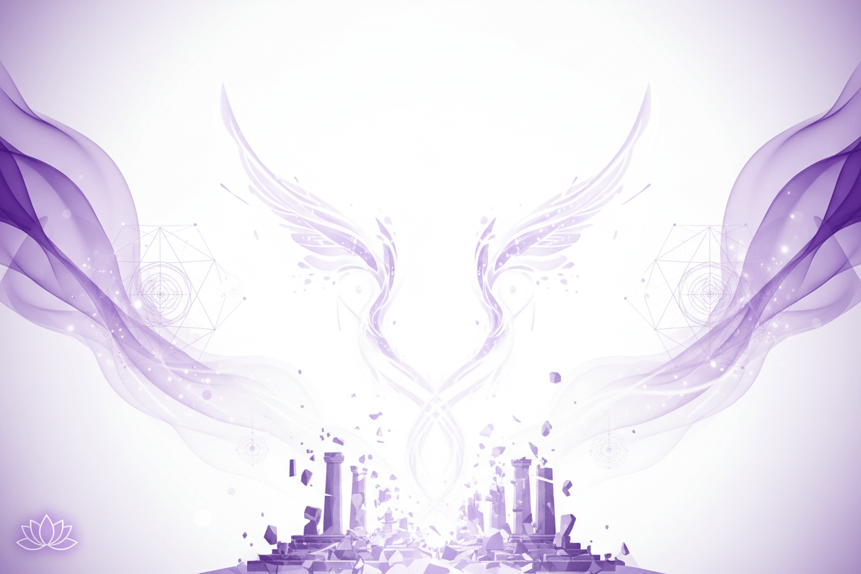 Sovereign Foundations: Releasing Old Structures for Your 2026 Rise illustrated by rising phoenix light over crumbling pillars