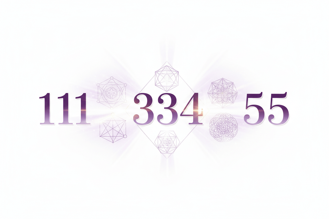 Unlocking Divine Guidance: Your Comprehensive Guide to Angel Numbers in 2026 with glowing numbers 111 334 55 on white