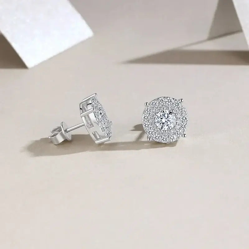 0.5Ct Moissanite Stud Earrings 925 Sterling Silver 18K Gold Plated Hypoallergenic