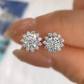0.5ct Moissanit Halo Sonnenblumen-Ohrstecker 925 Sterling Silber Damen