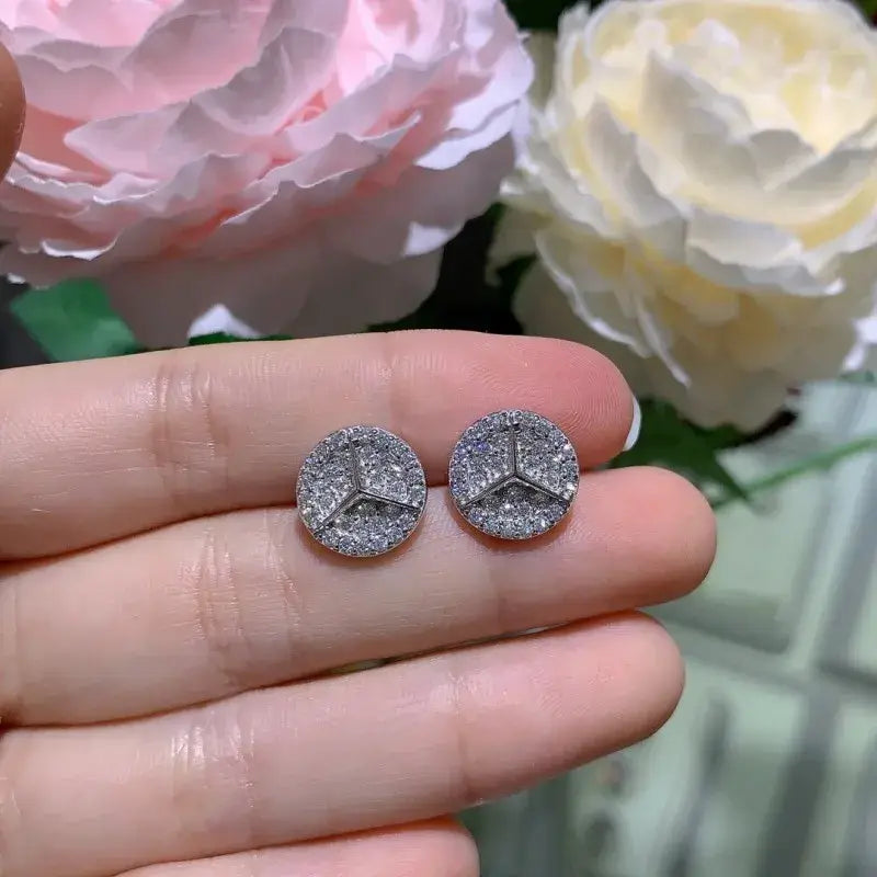 0,8 Karat runder Sternschliff Moissanit D-Farbe Halo Rhodiniert 925er Sterlingsilber Ohrstecker