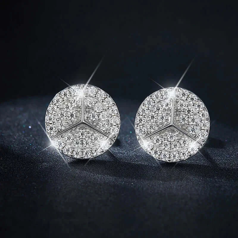 0.8ct Round Star Cut Moissanite D Color Halo Rhodium 925 Sterling Silver Studs