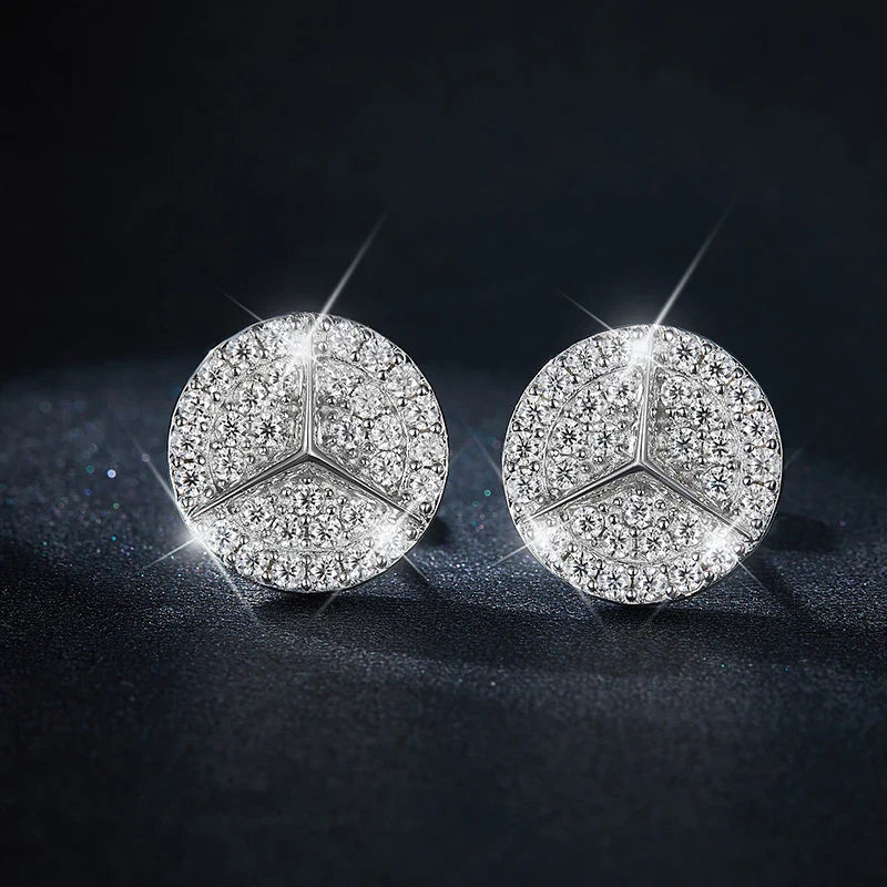 0,8 Karat runder Sternschliff Moissanit D-Farbe Halo Rhodiniert 925er Sterlingsilber Ohrstecker
