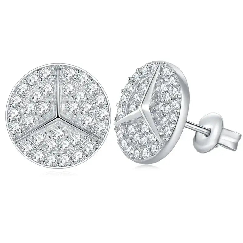 0.8ct Round Star Cut Moissanite D Color Halo Rhodium 925 Sterling Silver Studs