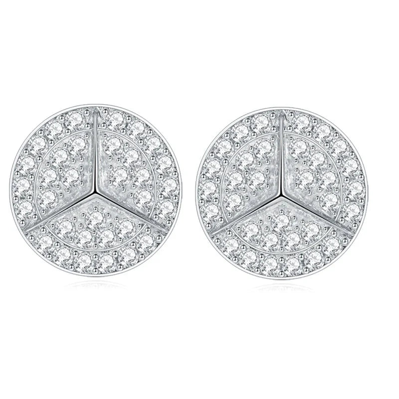 0,8 Karat runder Sternschliff Moissanit D-Farbe Halo Rhodiniert 925er Sterlingsilber Ohrstecker