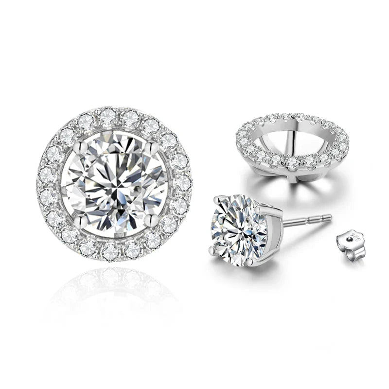 1.0 Ct Moissanite D Color Detachable Stud Earrings 925 Sterling Silver