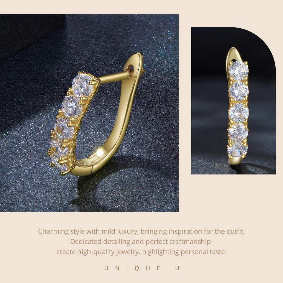 1.0CT Moissanite U-Shaped 925 Sterling Silver Hoop Earrings For Women Gift