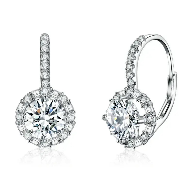 1.0ct Moissanite Hoop Earrings For Women Sterling Silver 925 Sparkling Engagement Wedding Gift
