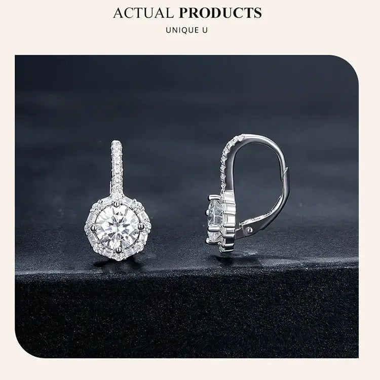 Boucles d'oreilles créoles en moissanite 1 carat pour femme en argent sterling 925 étincelantes, cadeau de fiançailles ou de mariage