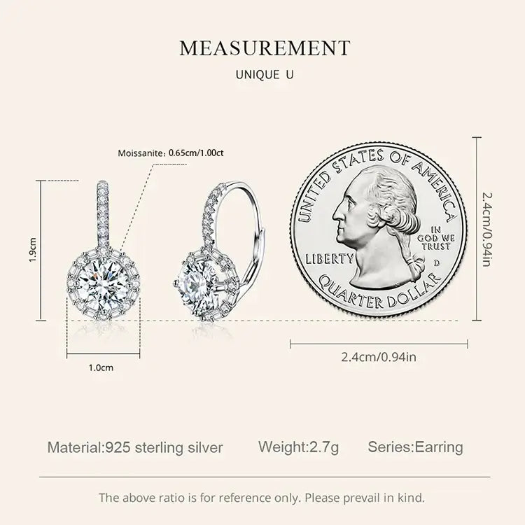 Boucles d'oreilles créoles en moissanite 1 carat pour femme en argent sterling 925 étincelantes, cadeau de fiançailles ou de mariage