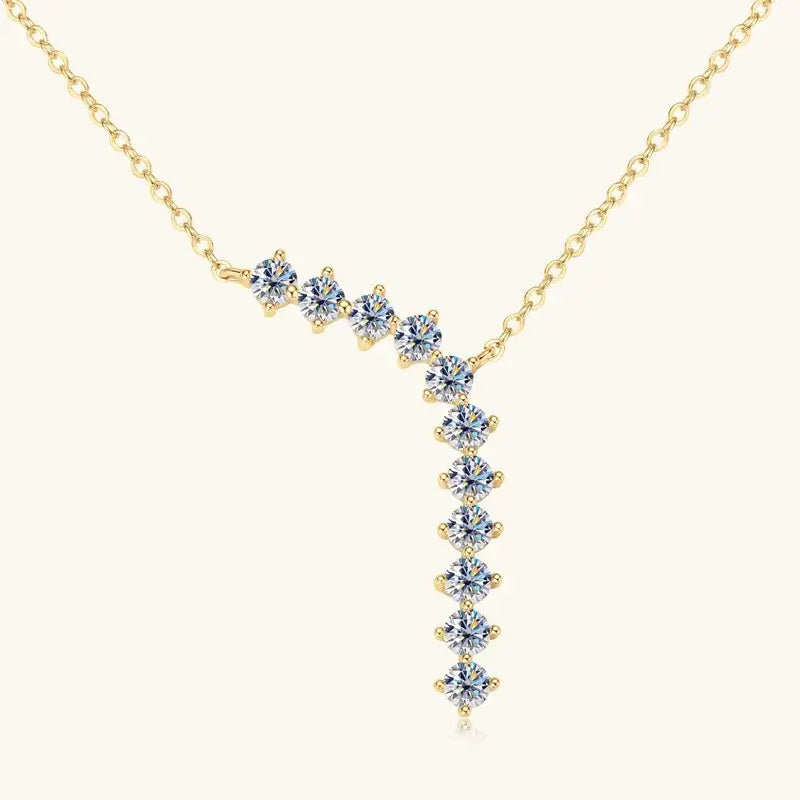 1.7ct Moissanite Necklace And Earrings Set 925 Sterling Silver Y Pendant D