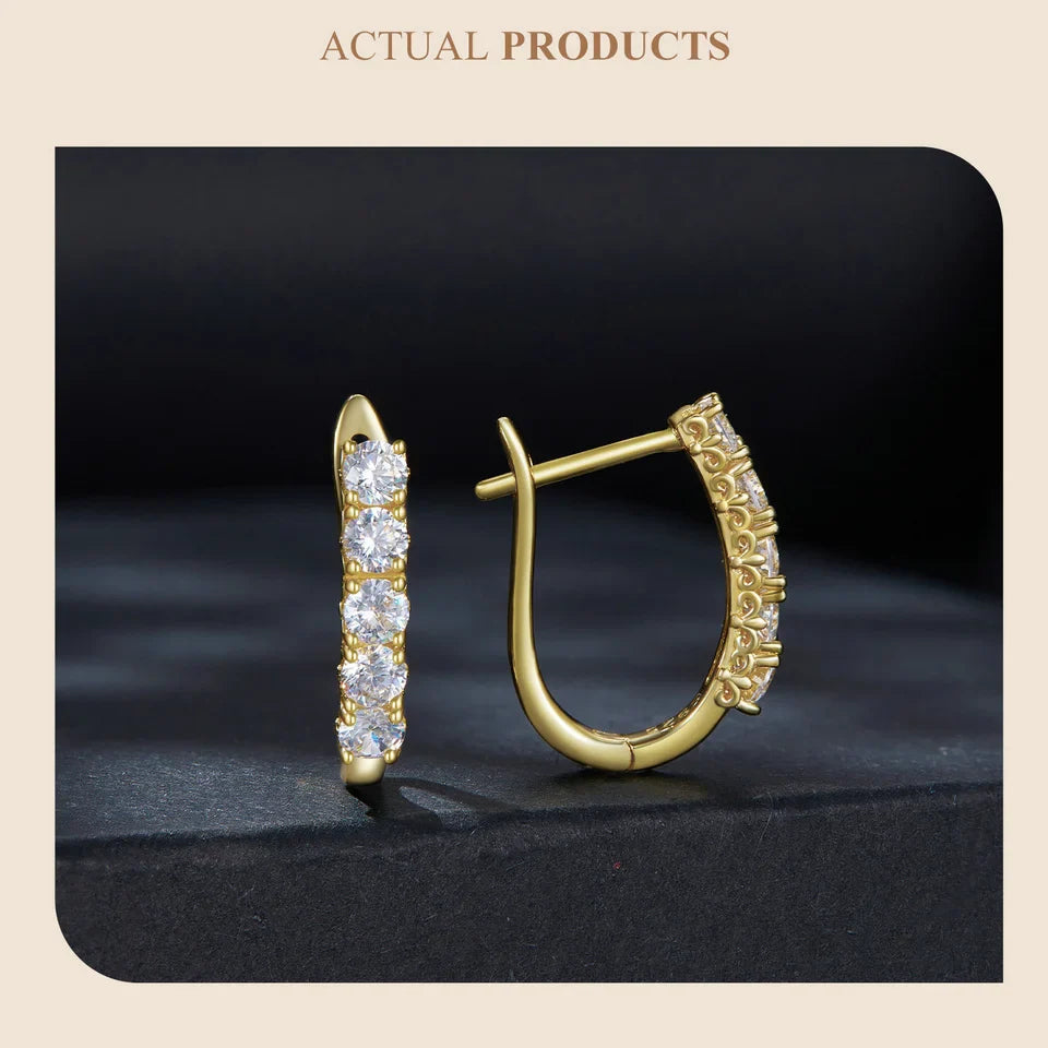 1.0CT Moissanite U-Shaped 925 Sterling Silver Hoop Earrings For Women Gift