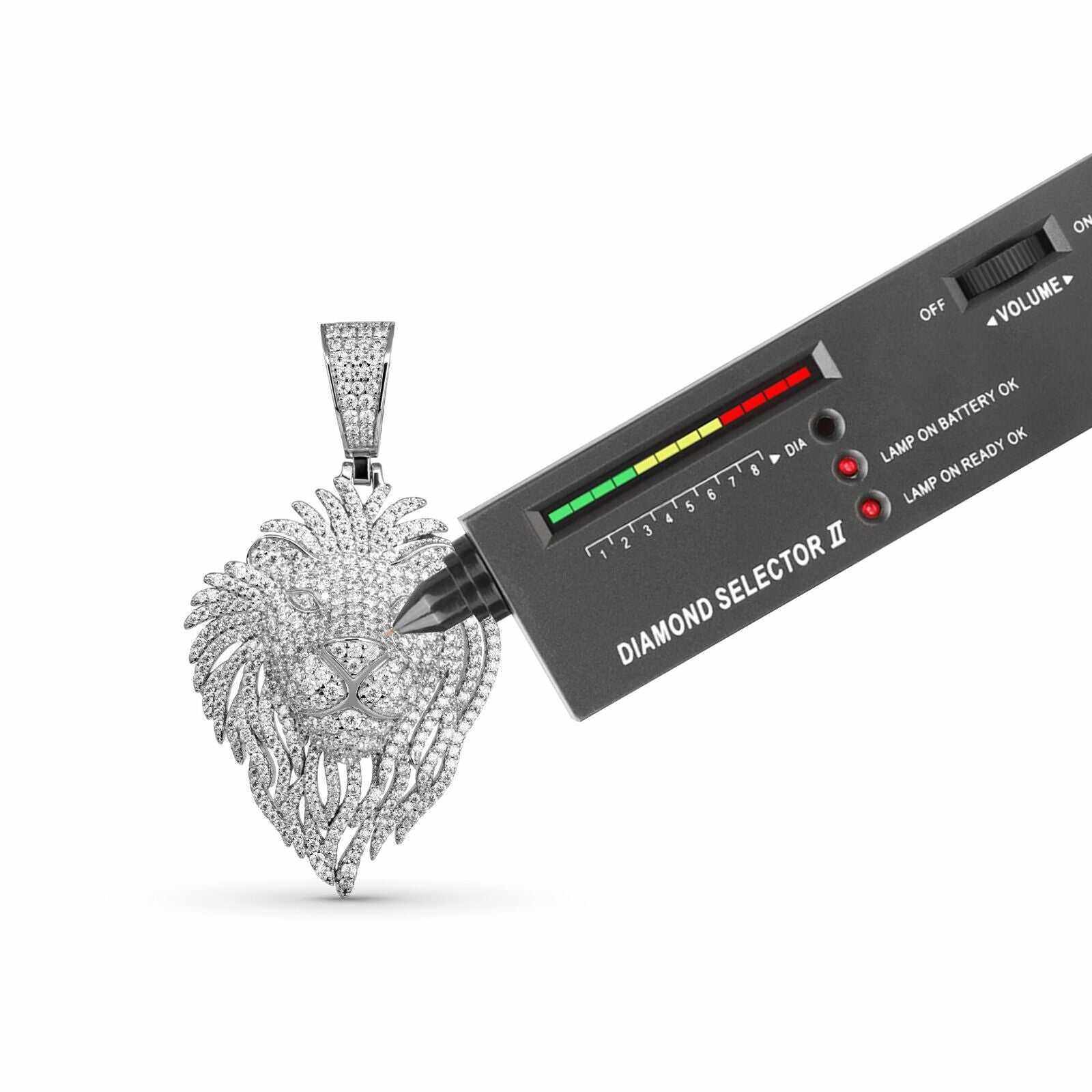 Moissanite Lion Head Pendant in 925 Sterling Silver