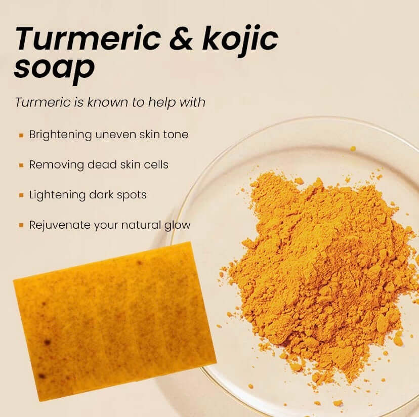 kojic acid dark spot remover soap turmeric bar with vitamin C for brightening uneven skin tone and lightening dark spots