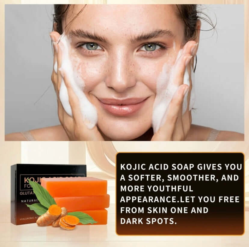 Organic Turmeric Soap Bar For Face, Kojic Acid Soap For Hyperpigmentation, Premium Japanese Formulated Kojic Soap Enriched With Vitamin C, Retinol, Collagen