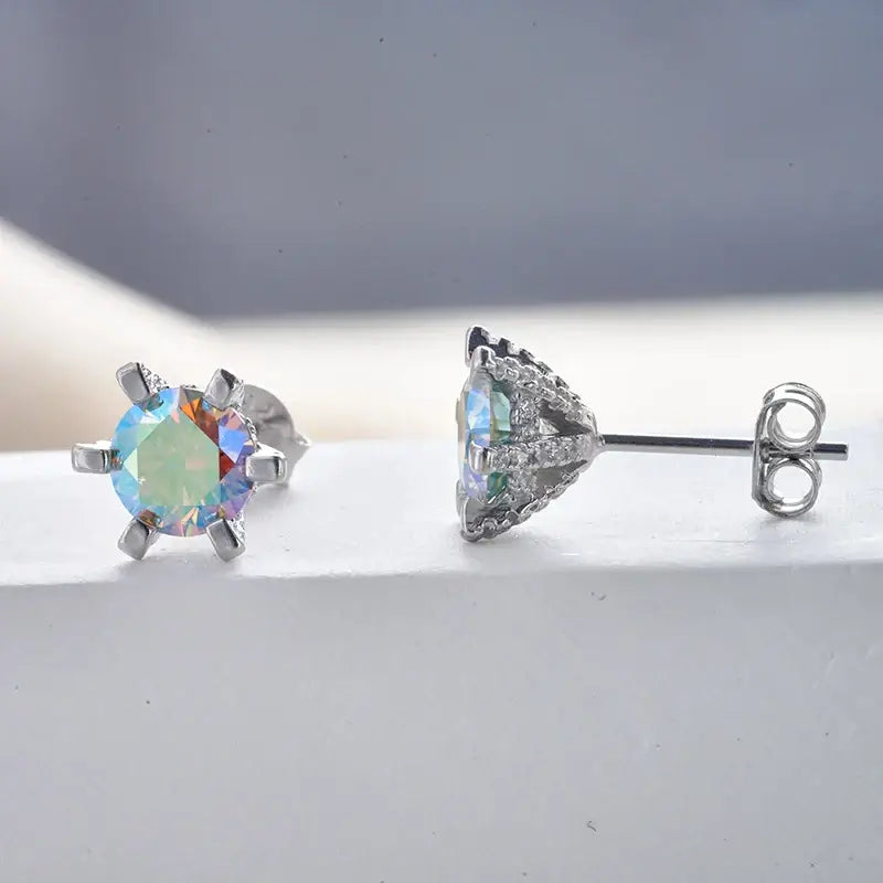 Boucles d'oreilles clous en moissanite 1 carat D VVS en argent sterling 925, coupe 3EX, pour femme (usage quotidien)