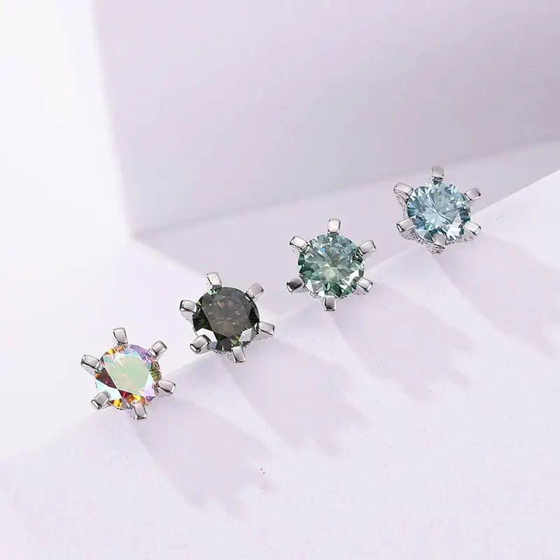Boucles d'oreilles clous en moissanite 1 carat D VVS en argent sterling 925, coupe 3EX, pour femme (usage quotidien)