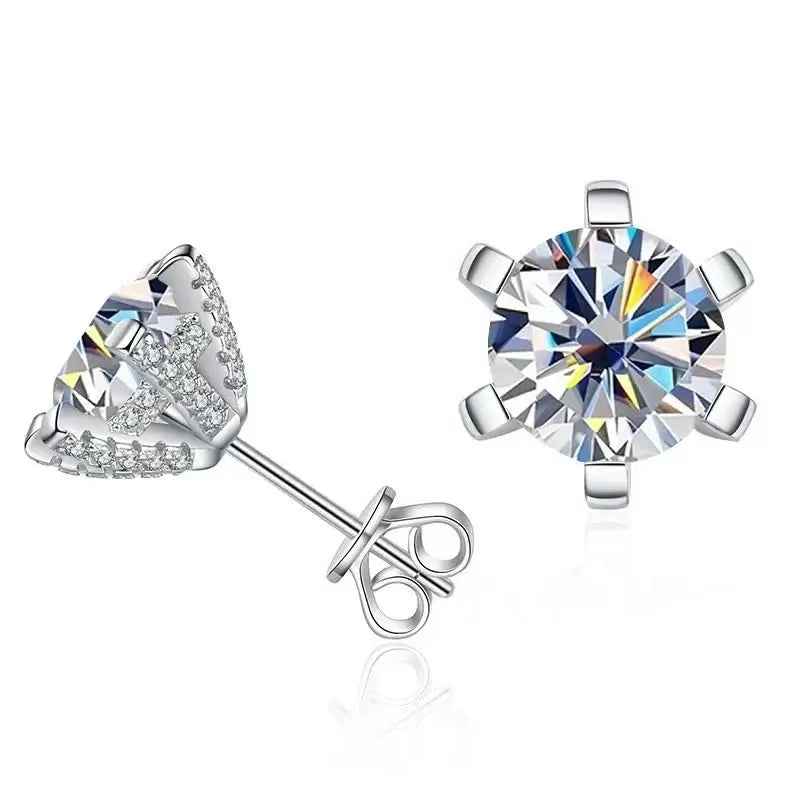 1ct D VVS Moissanite Stud Earrings 925 Sterling Silver 3EX Cut Women Daily