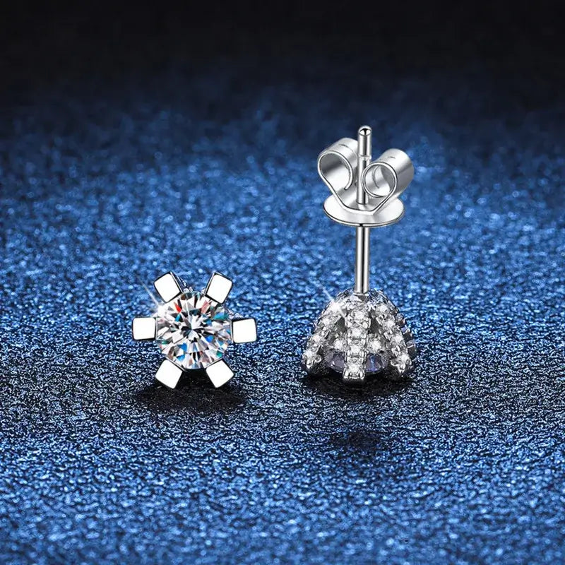 Boucles d'oreilles clous en moissanite 1 carat D VVS en argent sterling 925, coupe 3EX, pour femme (usage quotidien)