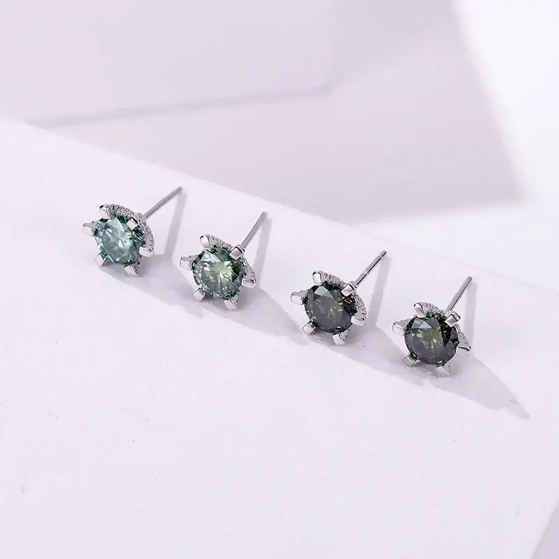 Boucles d'oreilles clous en moissanite 1 carat D VVS en argent sterling 925, coupe 3EX, pour femme (usage quotidien)