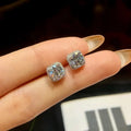 Boucles d'oreilles clous halo carrées moissanite 1 carat en argent sterling 925, classiques de mariage