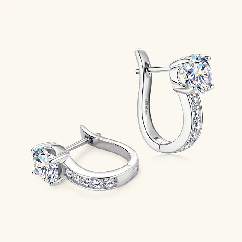 Boucles d'oreilles créoles en forme de U en moissanite 1 carat, argent sterling 925 D VVS1, cadeau pour femme