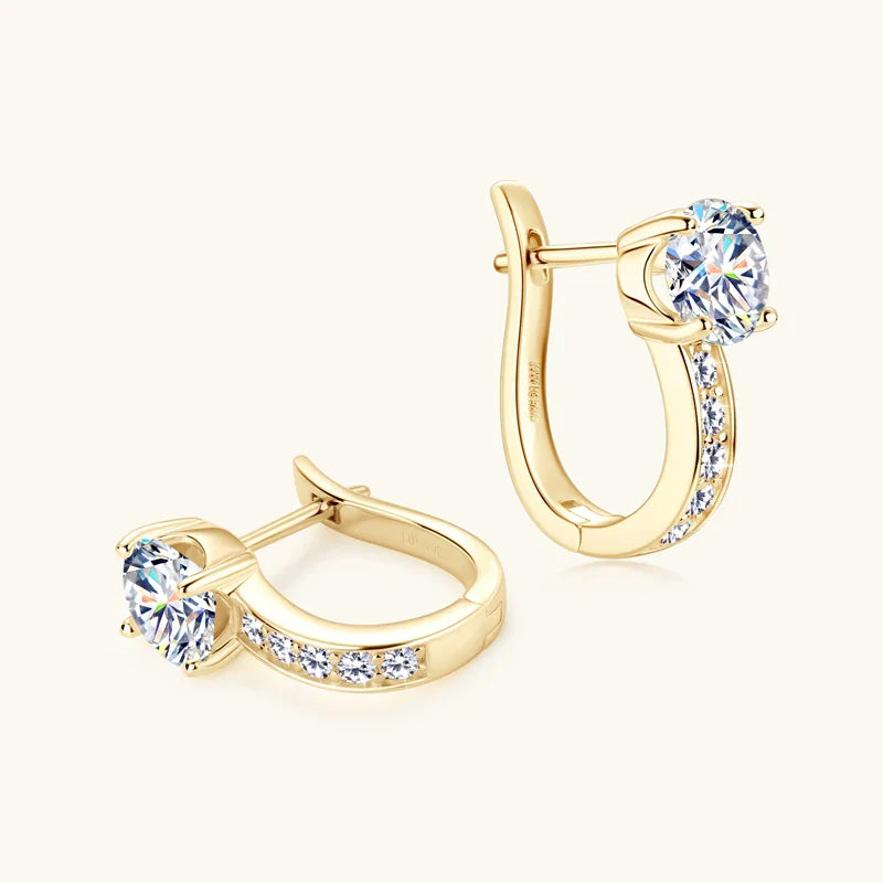 Boucles d'oreilles créoles en forme de U en moissanite 1 carat, argent sterling 925 D VVS1, cadeau pour femme