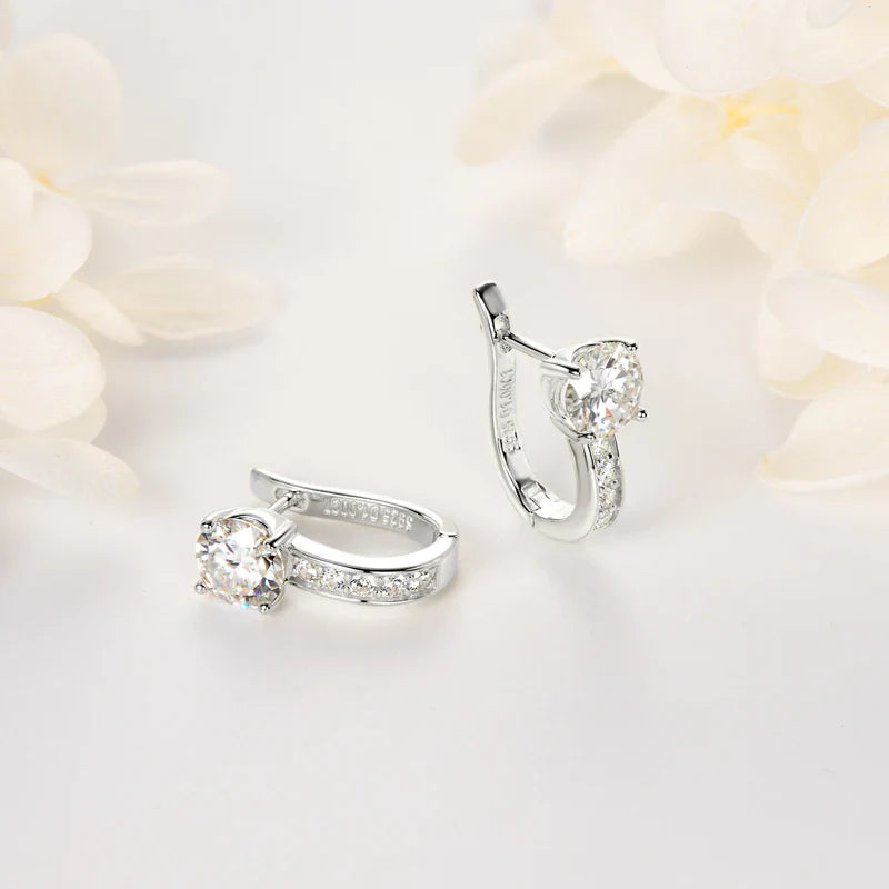 Boucles d'oreilles créoles en forme de U en moissanite 1 carat, argent sterling 925 D VVS1, cadeau pour femme