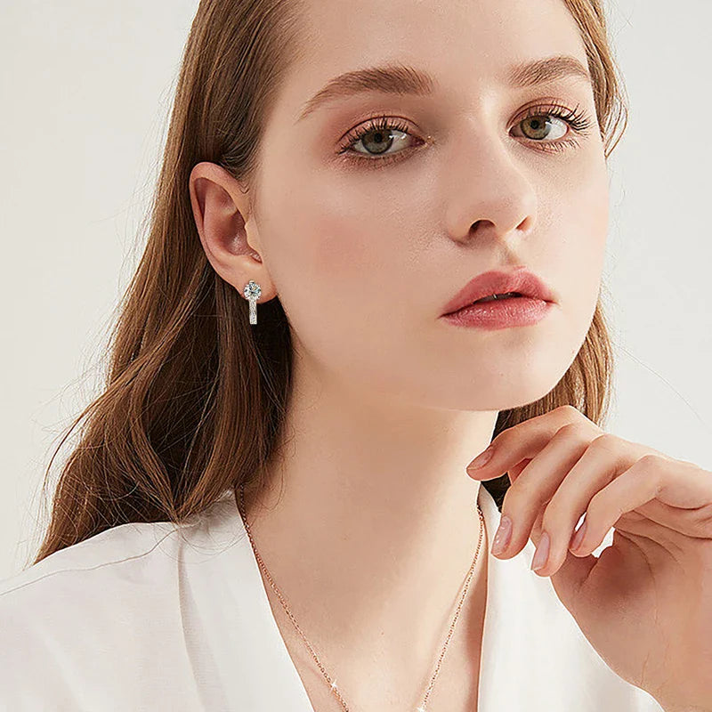 Boucles d'oreilles créoles en forme de U en moissanite 1 carat, argent sterling 925 D VVS1, cadeau pour femme