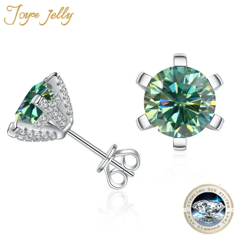 Boucles d'oreilles clous en moissanite 1 carat D VVS en argent sterling 925, coupe 3EX, pour femme (usage quotidien)