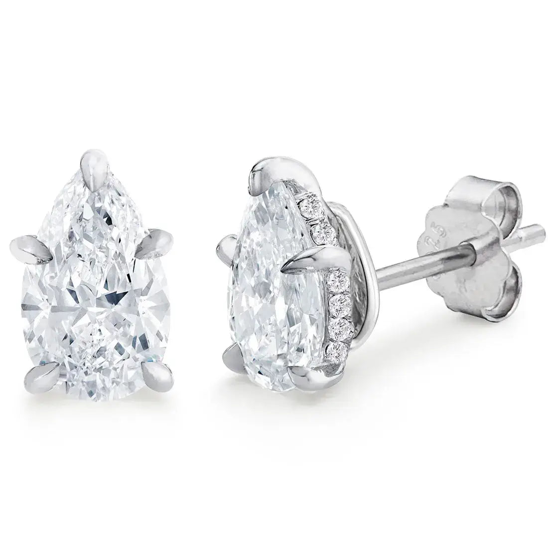 2.0cttw Pear Moissanite Stud Earrings 925 Sterling Silver VVS D Color