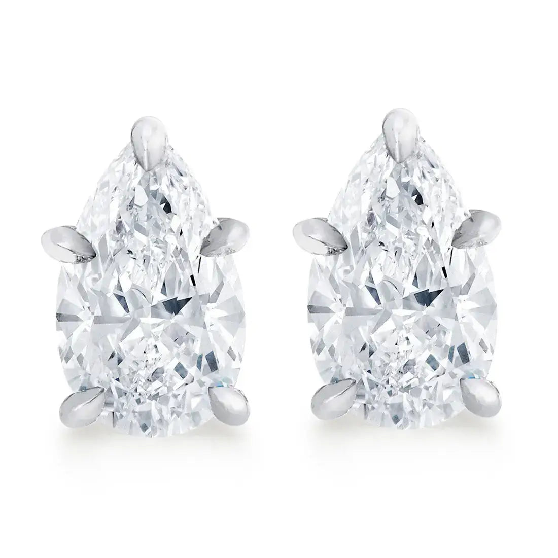 2.0cttw Pear Moissanite Stud Earrings 925 Sterling Silver VVS D Color