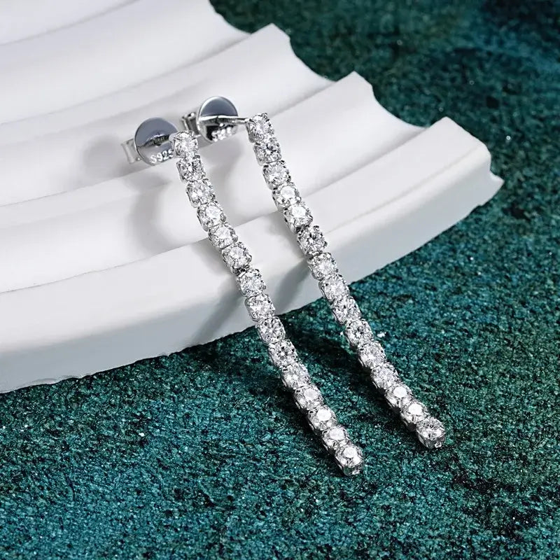 Boucles d'oreilles clous à pampilles en moissanite de 2,5 mm, chaîne de tennis en argent sterling 925