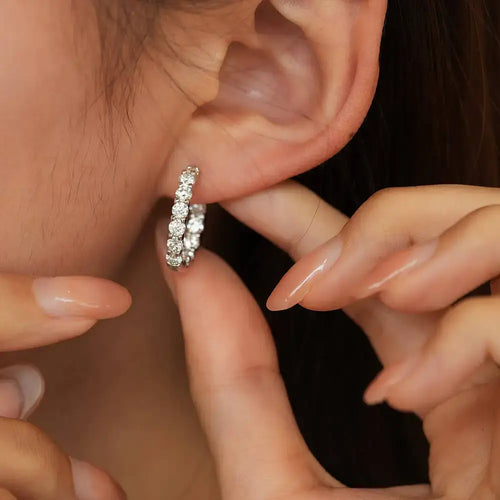 2,6 Karat D-Farbe Moissanit 925 Sterling Silber Weißgold plattierte Creolen für Damen zur Hochzeit