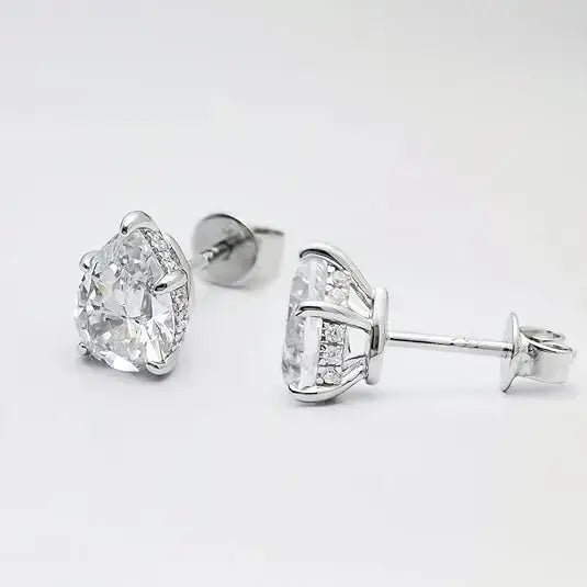 2.0cttw Pear Moissanite Stud Earrings 925 Sterling Silver VVS D Color