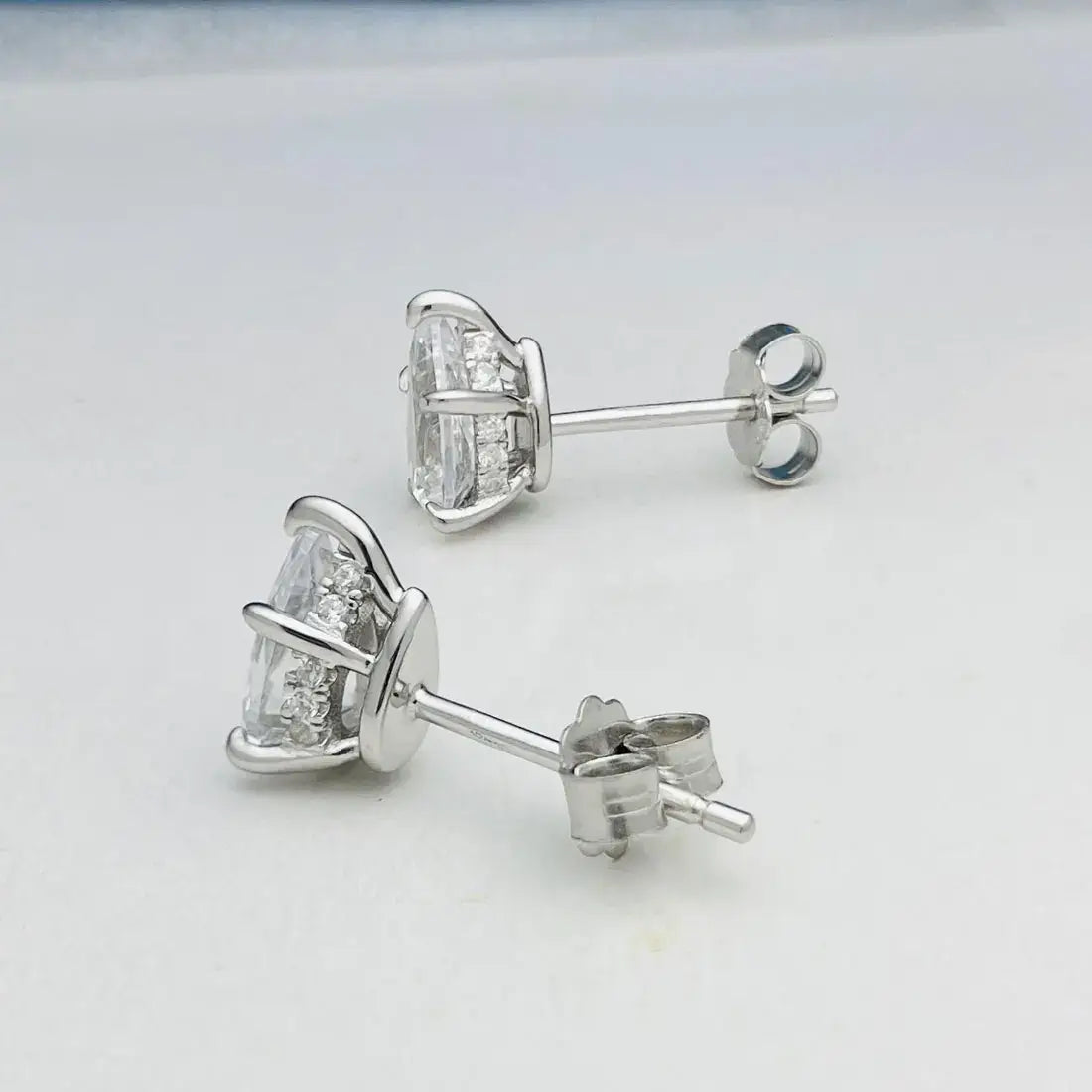 2.0cttw Pear Moissanite Stud Earrings 925 Sterling Silver VVS D Color