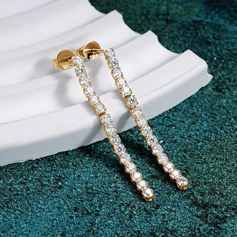Boucles d'oreilles clous à pampilles en moissanite de 2,5 mm, chaîne de tennis en argent sterling 925