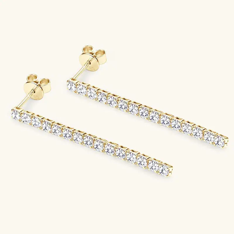 Boucles d'oreilles clous à pampilles en moissanite de 2,5 mm, chaîne de tennis en argent sterling 925