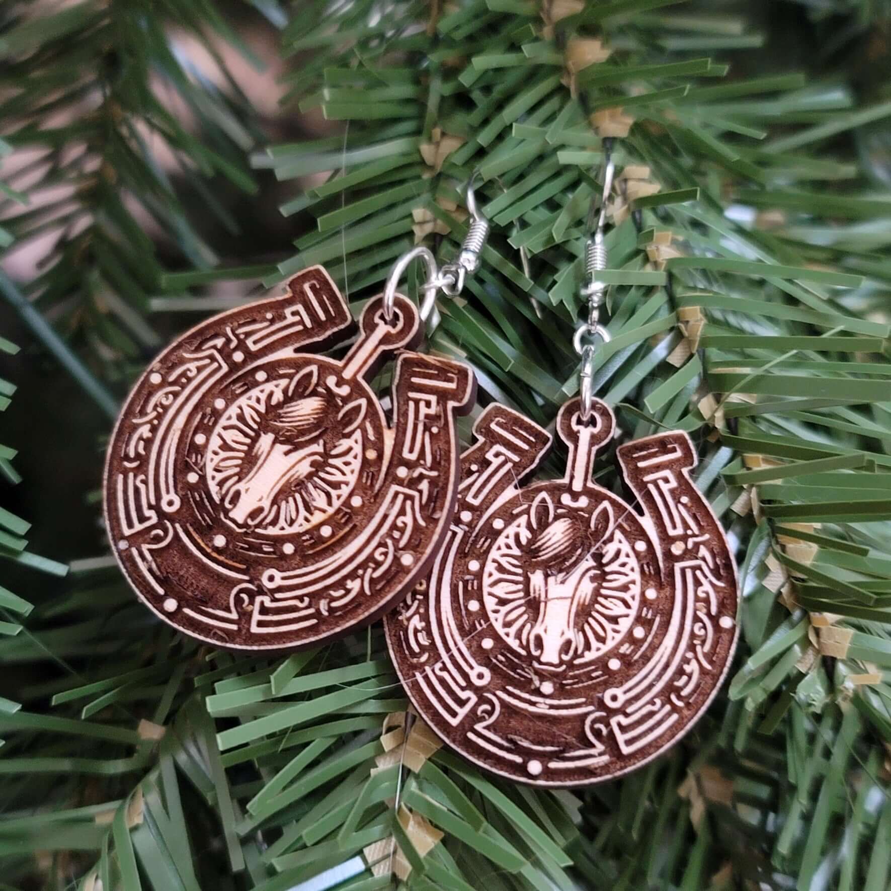 Horseshoe Earrings Western Cowgirl Dangle