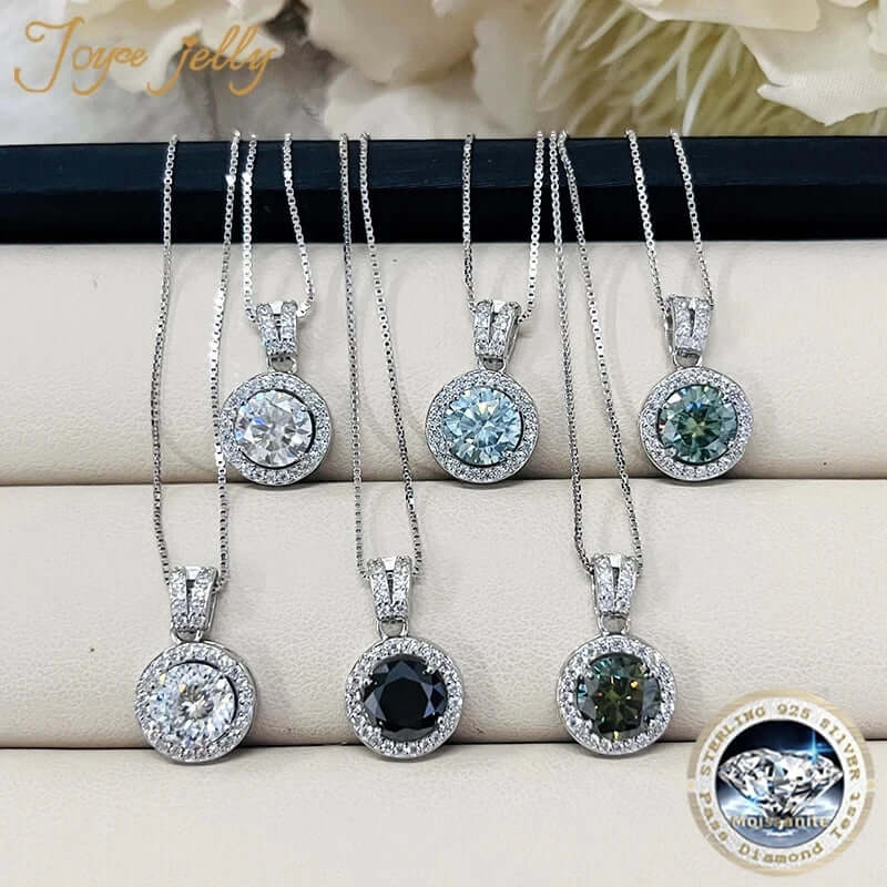 Ensemble collier et boucles d'oreilles moissanite 2 carats en argent sterling 925, bijoux de mariage