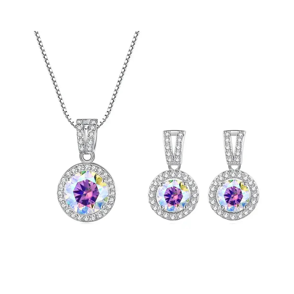 Ensemble collier et boucles d'oreilles moissanite 2 carats en argent sterling 925, bijoux de mariage