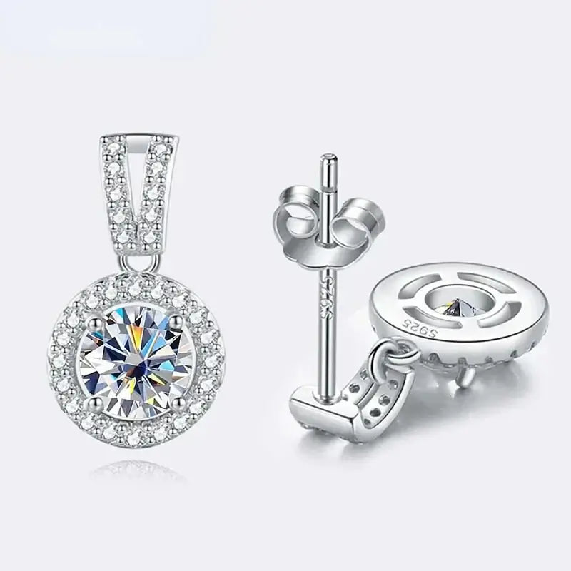Ensemble collier et boucles d'oreilles moissanite 2 carats en argent sterling 925, bijoux de mariage