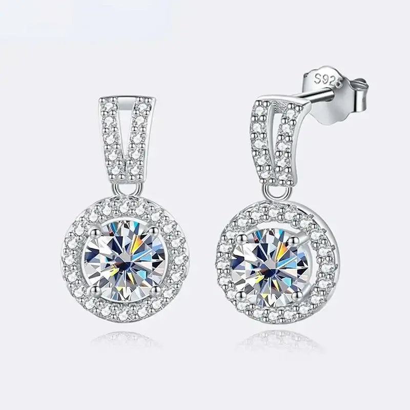 Ensemble collier et boucles d'oreilles moissanite 2 carats en argent sterling 925, bijoux de mariage