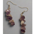 handmade amethyst chip dangle earrings with natural purple gemstone chips on silver hooks