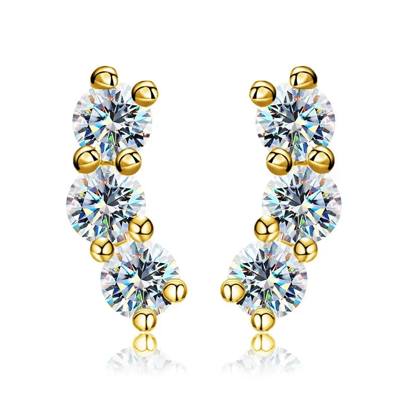 Boucles d'oreilles clous en moissanite 3 mm en argent sterling 925 plaqué or blanc 18 carats
