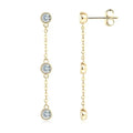 3mm VVS1 Moissanite Long Drop Tassel Earrings 925 Silver Bezel Set Dangle