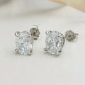 Boucles d'oreilles 4 Ct ovales Moissanite clous en argent sterling 925 VVS couleur D GRA